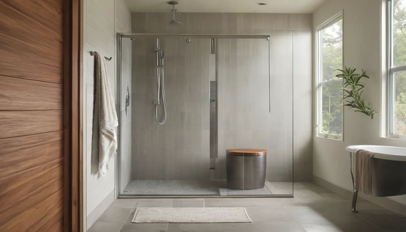 A bright, modern walk-in shower with a low threshold and grab bar in a American Canyon area home